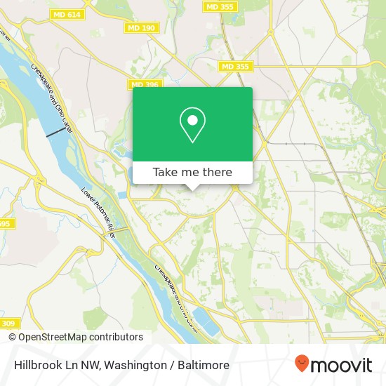 Mapa de Hillbrook Ln NW, Washington, DC 20016