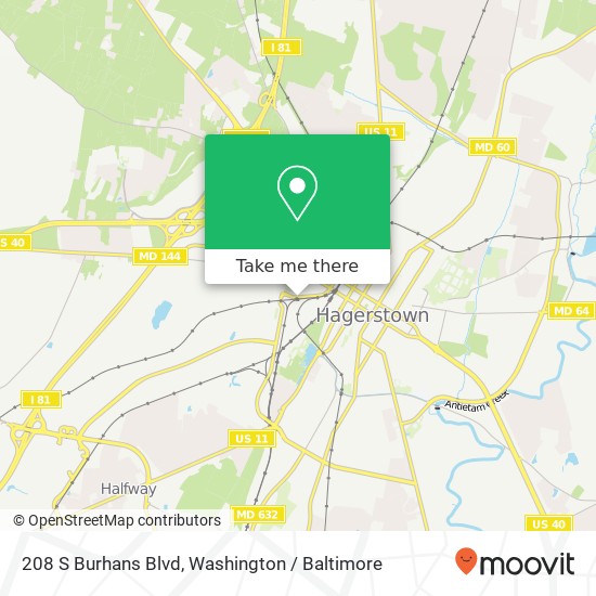 Mapa de 208 S Burhans Blvd, Hagerstown, MD 21740