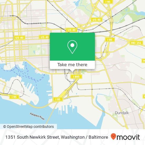 Mapa de 1351 South Newkirk Street, 1351 S Newkirk St, Baltimore, MD 21224, USA