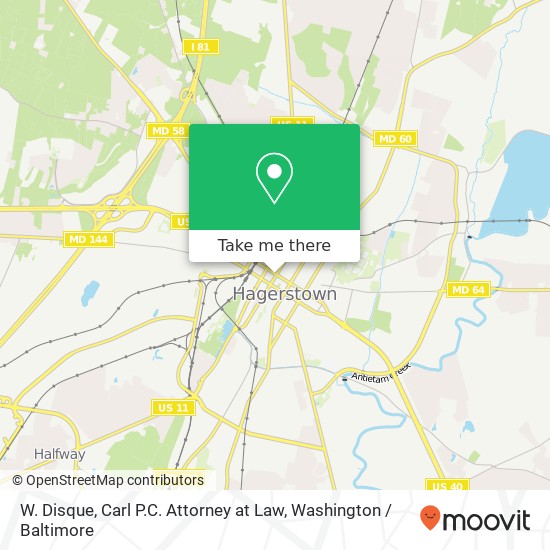 Mapa de W. Disque, Carl P.C. Attorney at Law, 105 W Franklin St