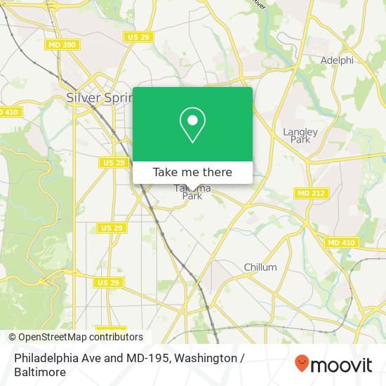 Mapa de Philadelphia Ave and MD-195, Takoma Park, MD 20912