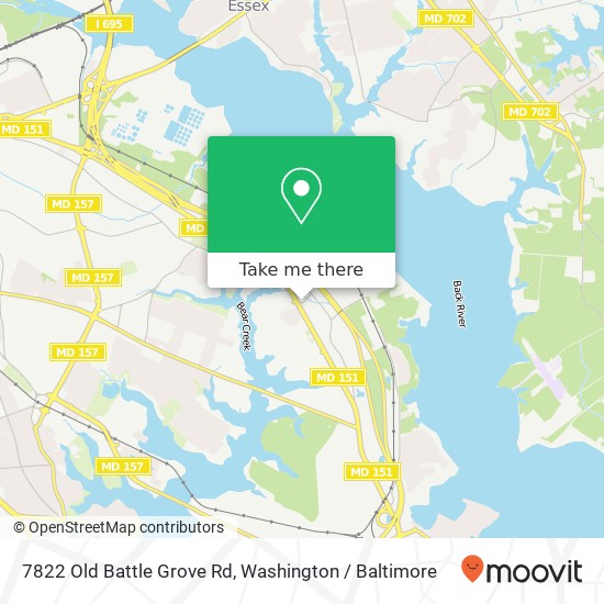Mapa de 7822 Old Battle Grove Rd, Dundalk, MD 21222