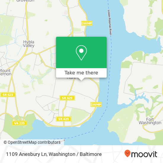 Mapa de 1109 Anesbury Ln, Alexandria, VA 22308