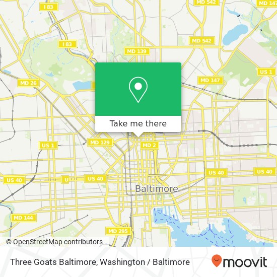 Mapa de Three Goats Baltimore, 7 W Preston St