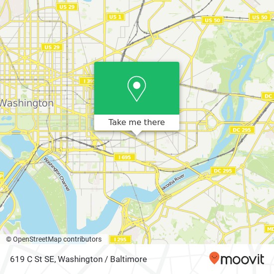 Mapa de 619 C St SE, Washington, DC 20003