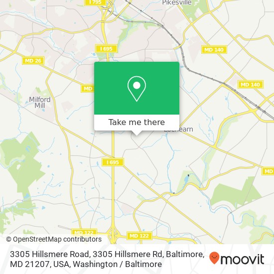 Mapa de 3305 Hillsmere Road, 3305 Hillsmere Rd, Baltimore, MD 21207, USA