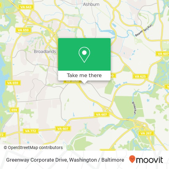Mapa de Greenway Corporate Drive, Greenway Corporate Dr, Ashburn, VA 20147, USA