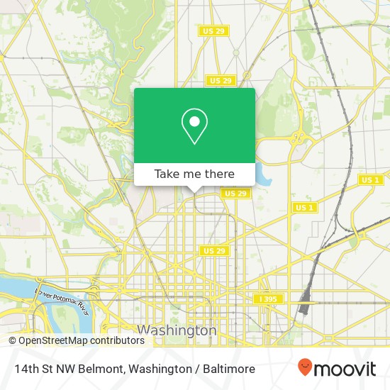 Mapa de 14th St NW Belmont, Washington, DC 20009