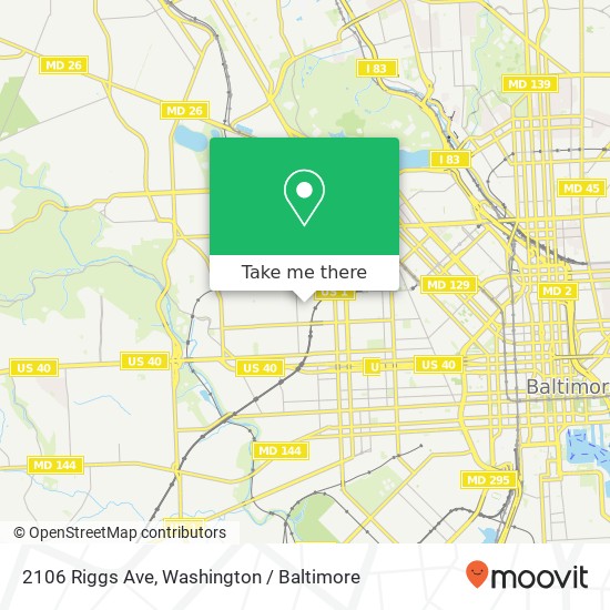 Mapa de 2106 Riggs Ave, Baltimore, MD 21216