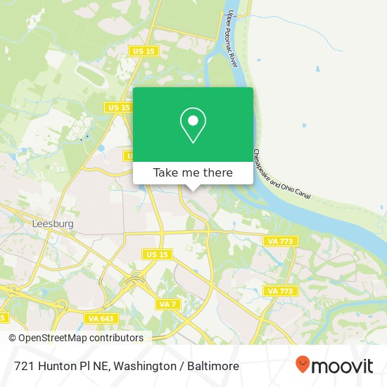 Mapa de 721 Hunton Pl NE, Leesburg, VA 20176