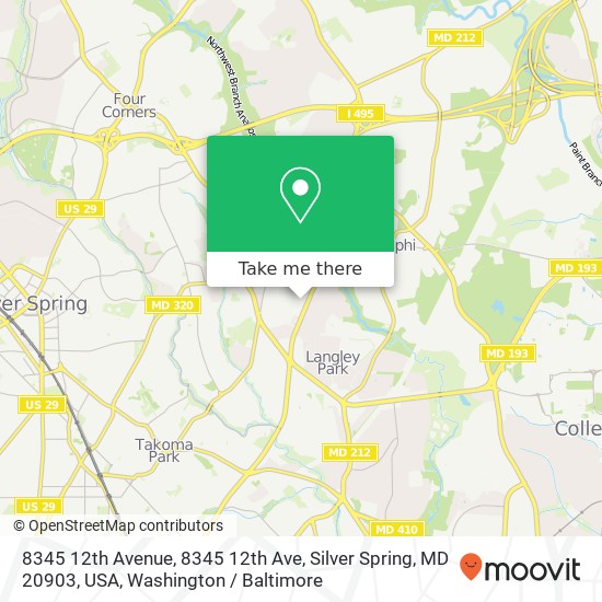 8345 12th Avenue, 8345 12th Ave, Silver Spring, MD 20903, USA map