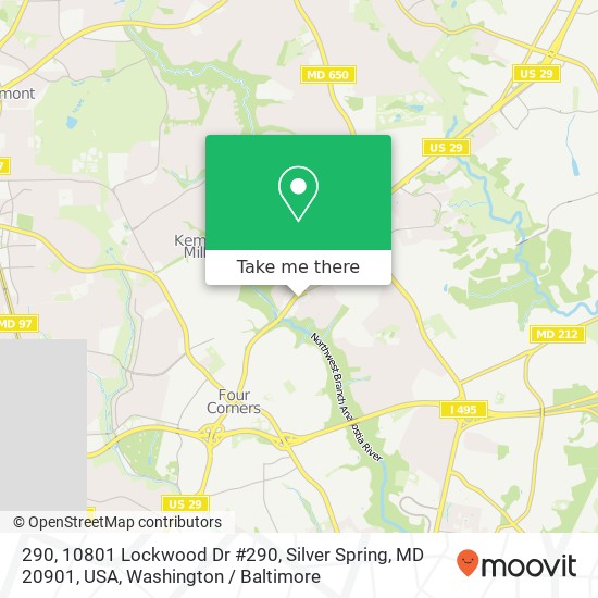 Mapa de 290, 10801 Lockwood Dr #290, Silver Spring, MD 20901, USA
