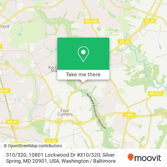 Mapa de 310 / 320, 10801 Lockwood Dr #310 / 320, Silver Spring, MD 20901, USA