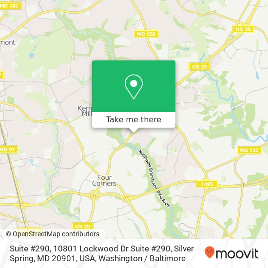 Mapa de Suite #290, 10801 Lockwood Dr Suite #290, Silver Spring, MD 20901, USA