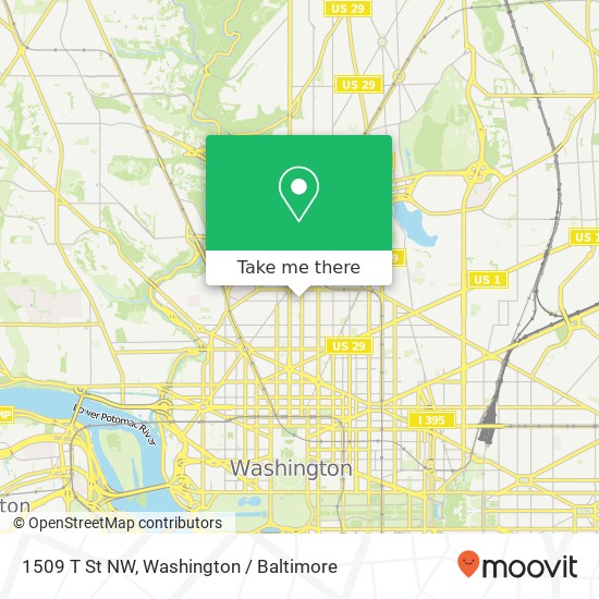 Mapa de 1509 T St NW, Washington, DC 20009