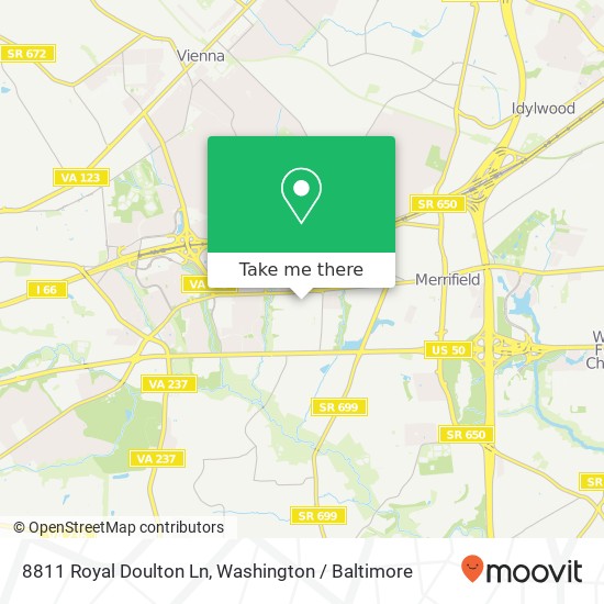 Mapa de 8811 Royal Doulton Ln, Fairfax, VA 22031