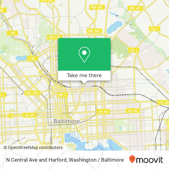 Mapa de N Central Ave and Harford, Baltimore, MD 21202