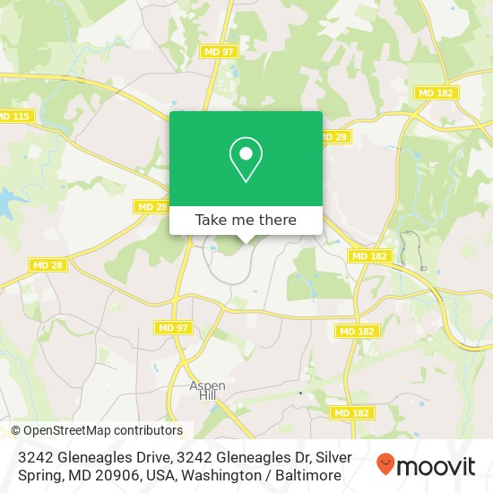 Mapa de 3242 Gleneagles Drive, 3242 Gleneagles Dr, Silver Spring, MD 20906, USA