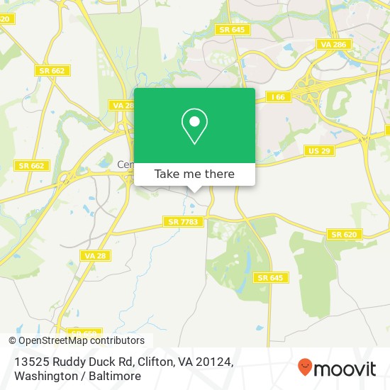 Mapa de 13525 Ruddy Duck Rd, Clifton, VA 20124