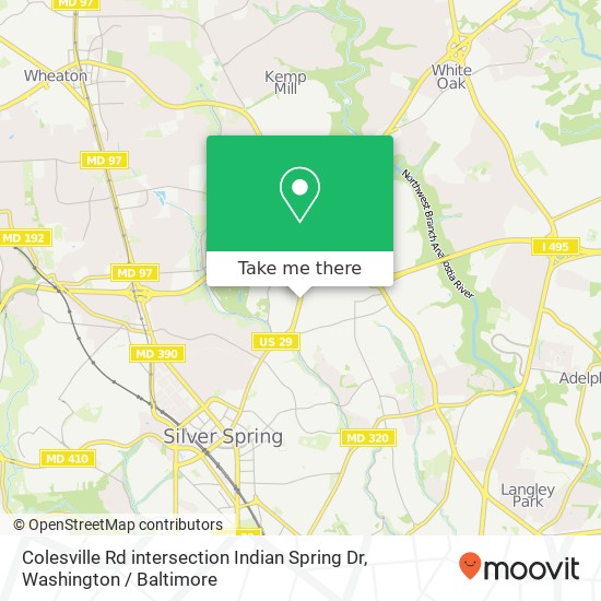 Colesville Rd intersection Indian Spring Dr, Silver Spring, MD 20901 map