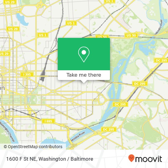 Mapa de 1600 F St NE, Washington, DC 20002