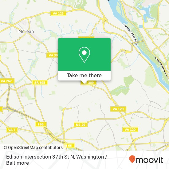 Mapa de Edison intersection 37th St N, Arlington, VA 22207