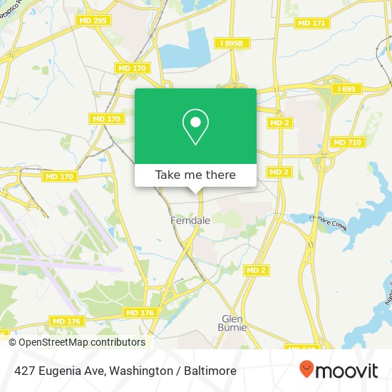 Mapa de 427 Eugenia Ave, Glen Burnie, MD 21061