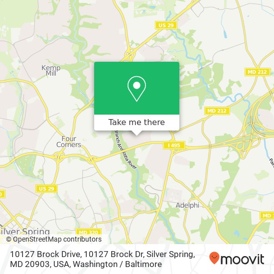 Mapa de 10127 Brock Drive, 10127 Brock Dr, Silver Spring, MD 20903, USA