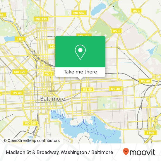 Madison St & Broadway, Baltimore, MD 21205 map