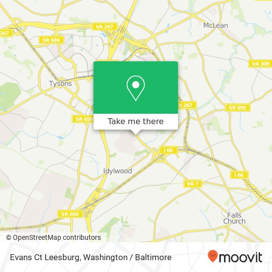 Mapa de Evans Ct Leesburg, Falls Church, VA 22043