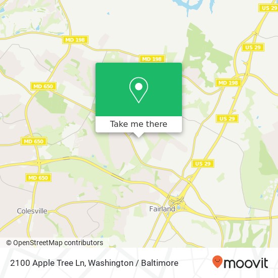 Mapa de 2100 Apple Tree Ln, Silver Spring, MD 20905