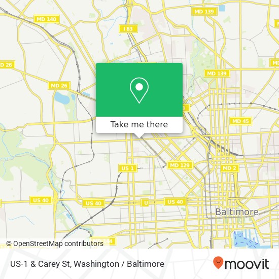 US-1 & Carey St, Baltimore, MD 21217 map