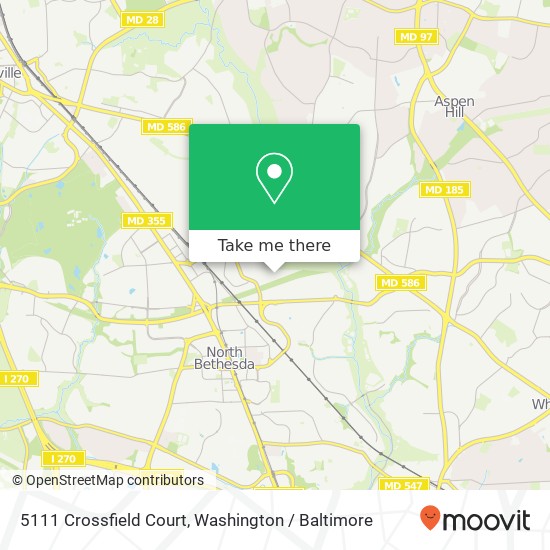 Mapa de 5111 Crossfield Court, 5111 Crossfield Ct, North Bethesda, MD 20852, USA