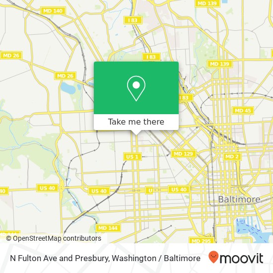 Mapa de N Fulton Ave and Presbury, Baltimore, MD 21217