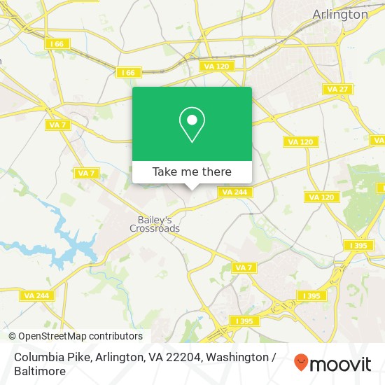 Mapa de Columbia Pike, Arlington, VA 22204