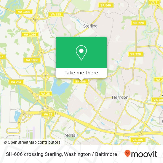 SH-606 crossing Sterling, Herndon, VA 20170 map