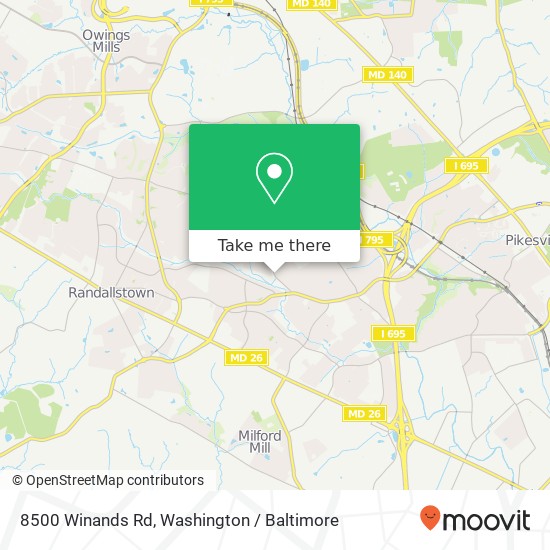 Mapa de 8500 Winands Rd, Pikesville, MD 21208