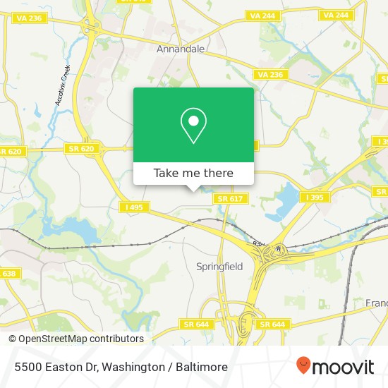Mapa de 5500 Easton Dr, Springfield, VA 22151