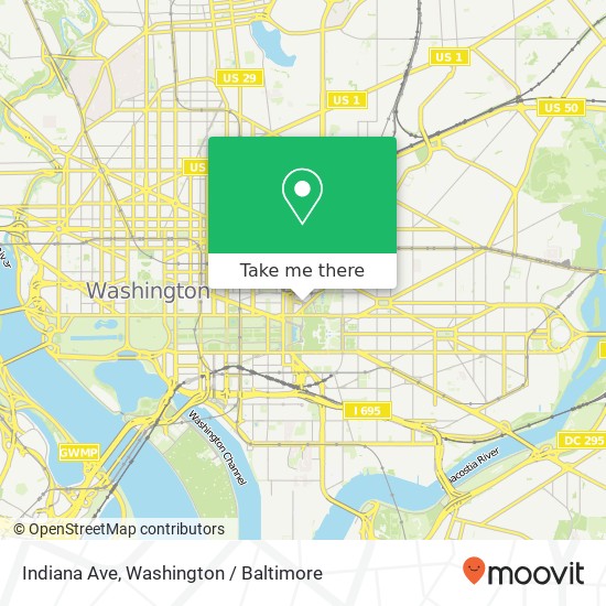 Mapa de Indiana Ave, Washington, DC 20001