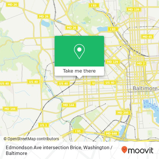 Edmondson Ave intersection Brice, Baltimore, MD 21217 map