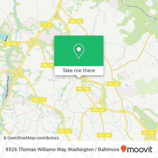 Mapa de 8526 Thomas Williams Way, Columbia, MD 21045