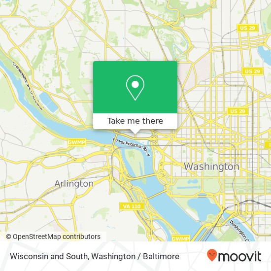 Wisconsin and South, Washington, DC 20007 map