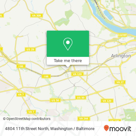 4804 11th Street North, 4804 11th St N, Arlington, VA 22205, USA map