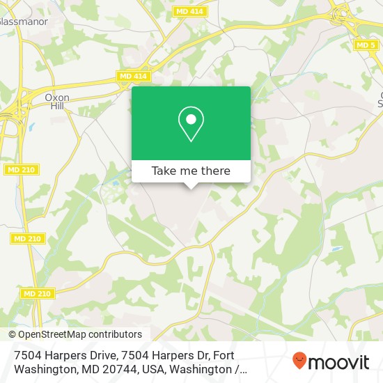 Mapa de 7504 Harpers Drive, 7504 Harpers Dr, Fort Washington, MD 20744, USA