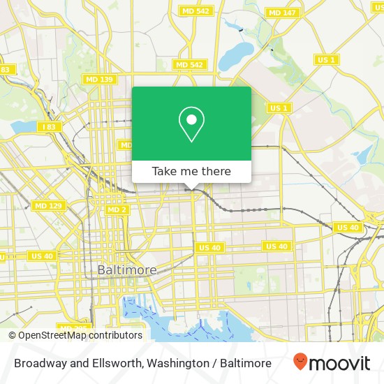 Mapa de Broadway and Ellsworth, Baltimore, MD 21213