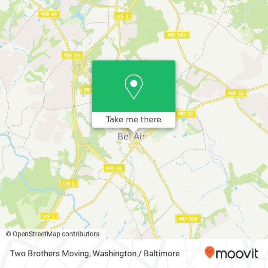 Mapa de Two Brothers Moving, Bel Air, MD 21014
