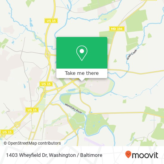 Mapa de 1403 Wheyfield Dr, Frederick, MD 21701