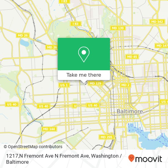 Mapa de 1217,N Fremont Ave N Fremont Ave, Baltimore, MD 21217