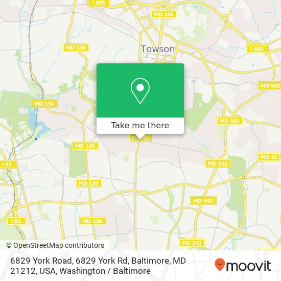 Mapa de 6829 York Road, 6829 York Rd, Baltimore, MD 21212, USA