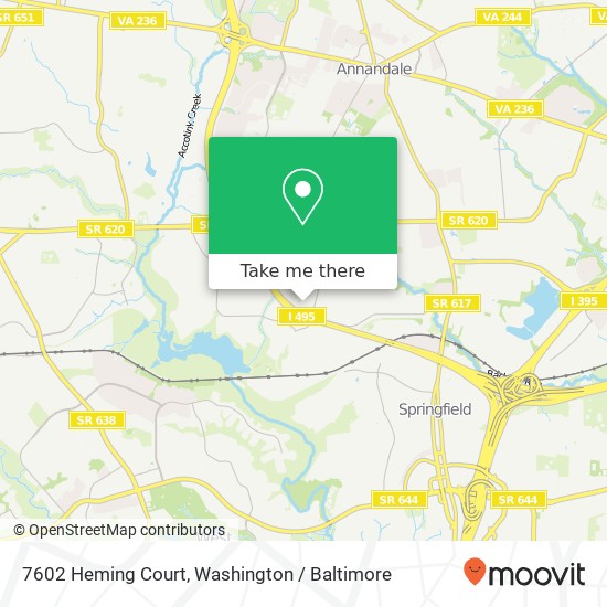 Mapa de 7602 Heming Court, 7602 Heming Ct, North Springfield, VA 22151, USA